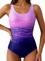 Aleumdr Womens Color Block One Piece Swimsuit