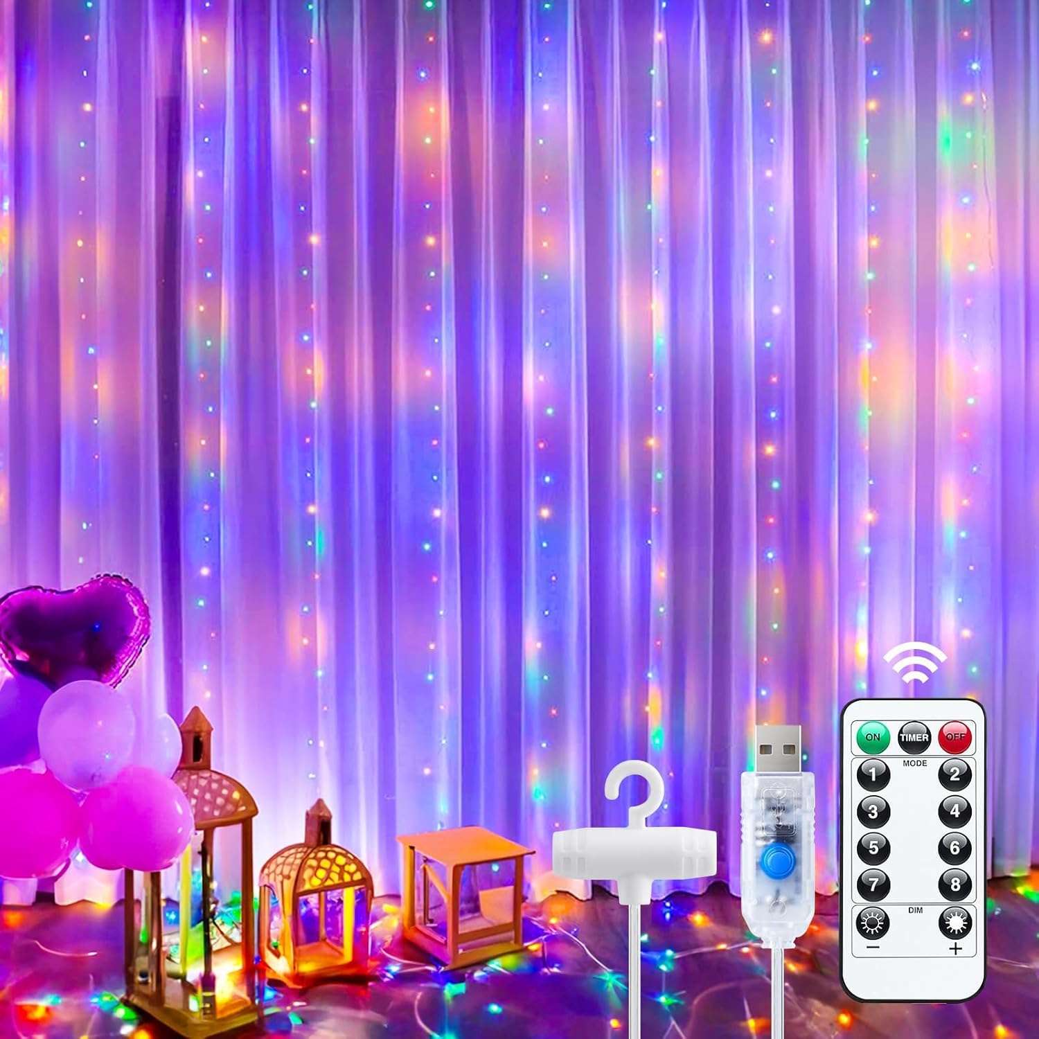 Minetom 300 LED Dimmable Fairy Curtain Lights - Decor by Handbags Specialist Headquarter | Available at Handbags Specialist Headquarter