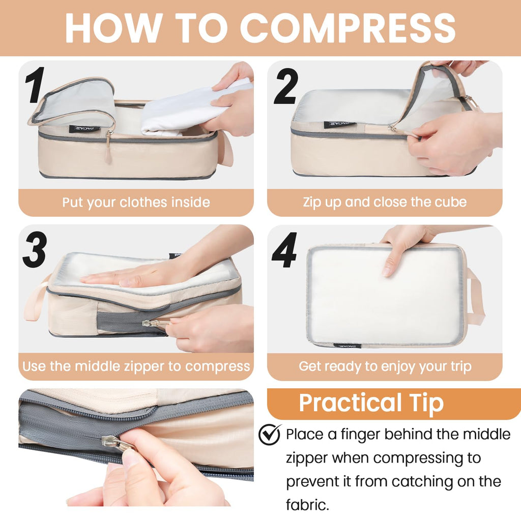 BAGAIL Travel Compression Cubes Set for Packing Ease -  by Handbags Specialist Headquarter | Available at Handbags Specialist Headquarter