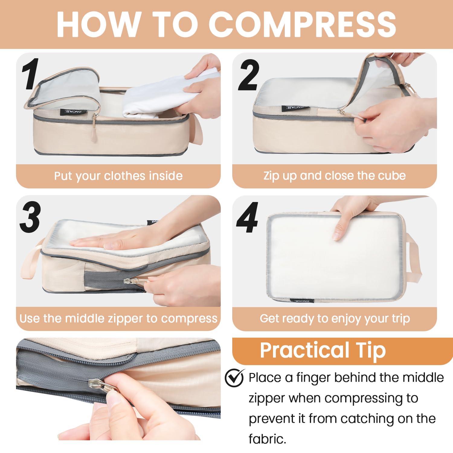 BAGAIL Travel Compression Cubes Set for Packing Ease -  by Handbags Specialist Headquarter | Available at Handbags Specialist Headquarter