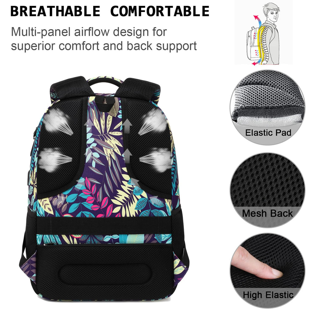 Volher Anti-Theft USB Laptop Backpack - Rose Red