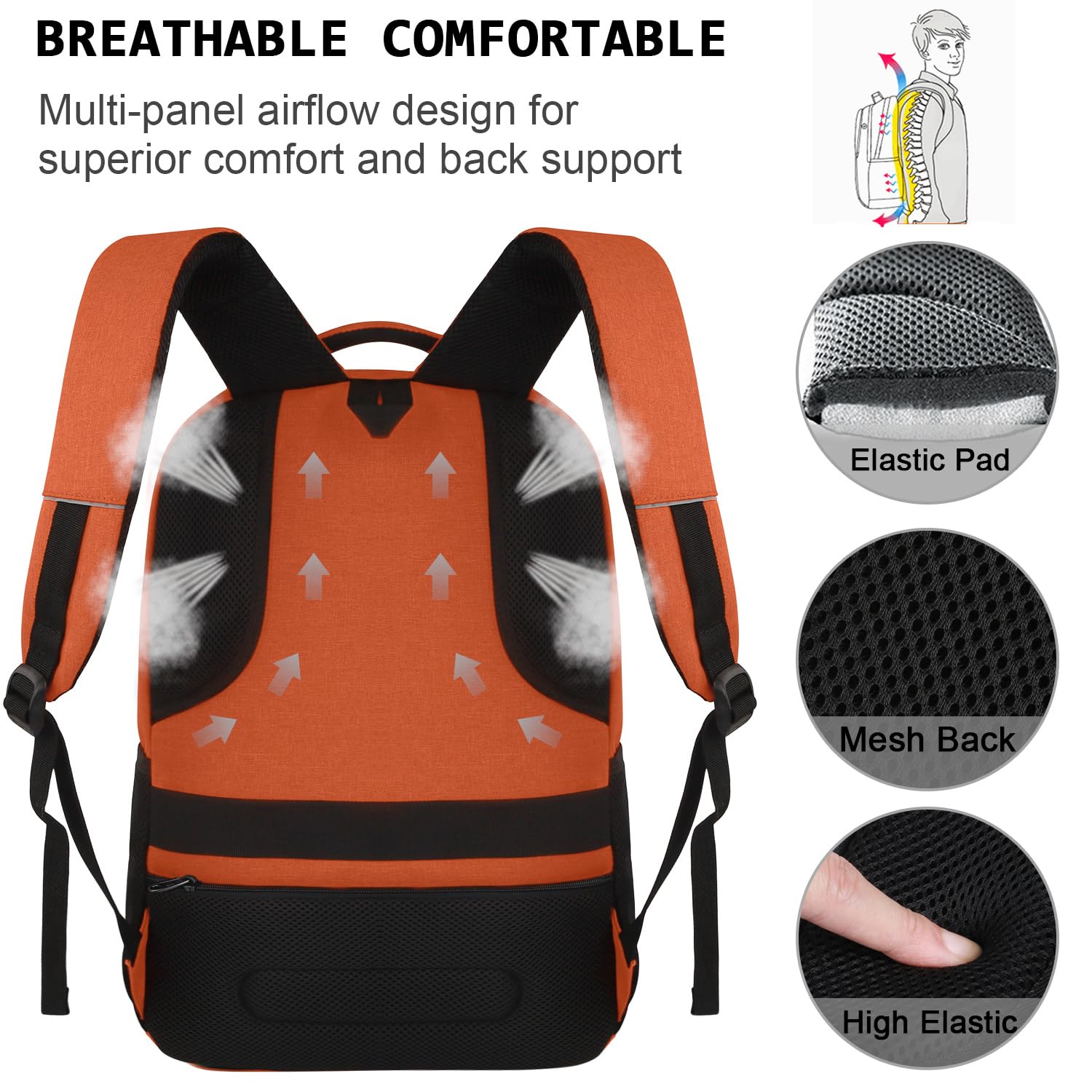 Volher Anti-Theft USB Laptop Backpack - Rose Red