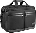 Black laptop bag with two front zippered pockets, dual handles, and a shoulder strap.