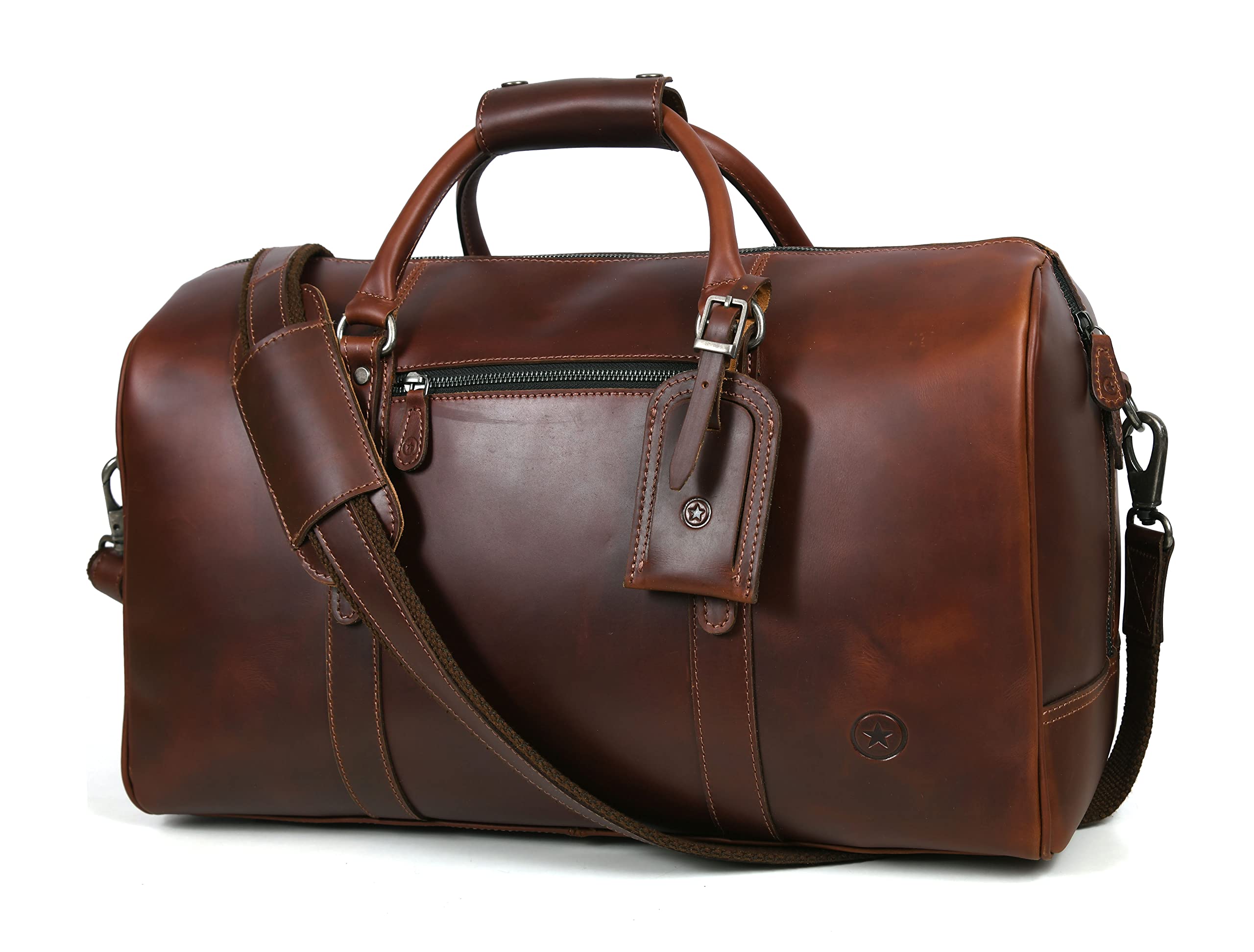 Leather Travel Duffel Bag for Men & Women