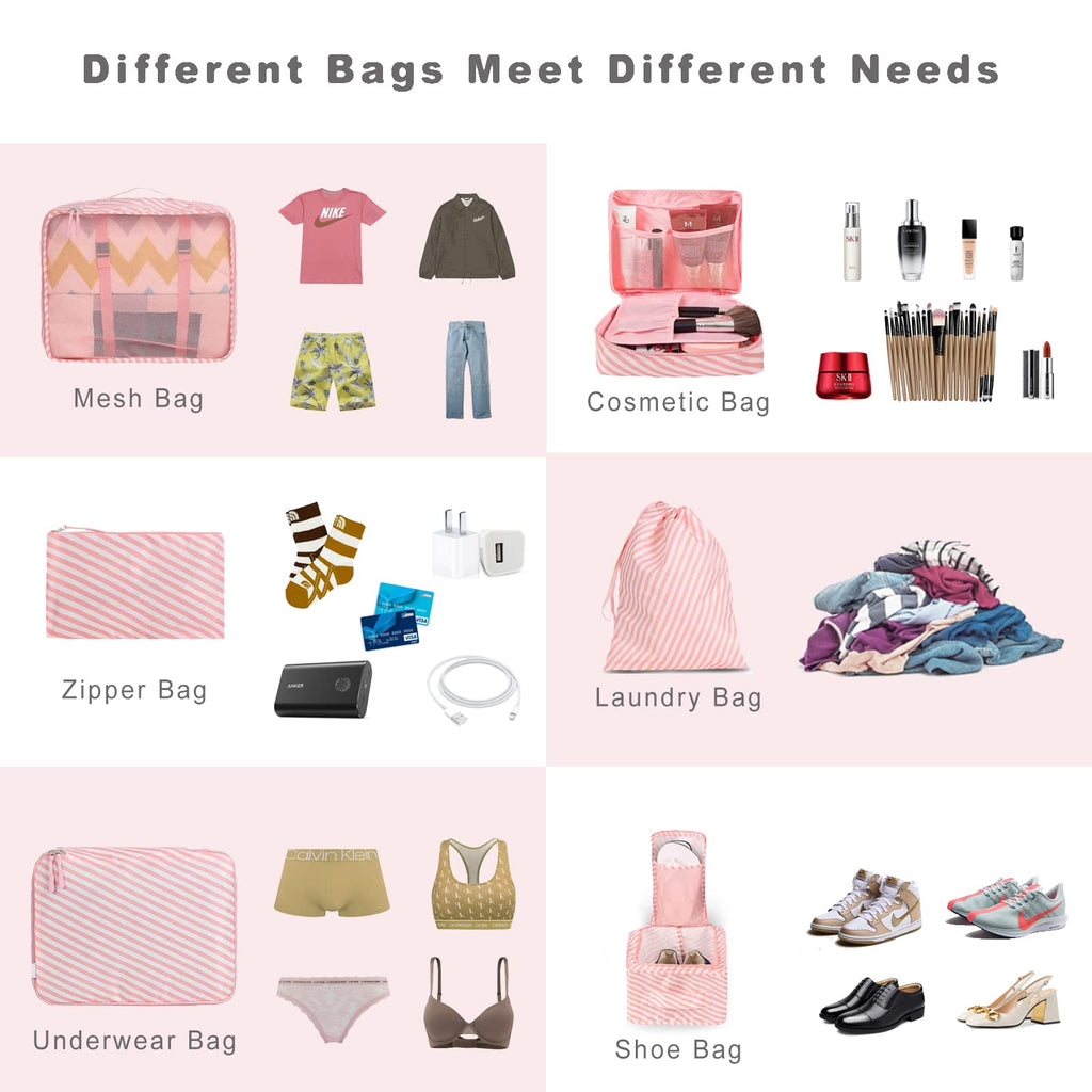 TravelMate 8-Piece Packing Cubes - Luggage Travel Bags by Handbags Specialist Headquarter | Available at Handbags Specialist Headquarter