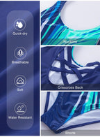 Aleumdr Womens Color Block One Piece Swimsuit