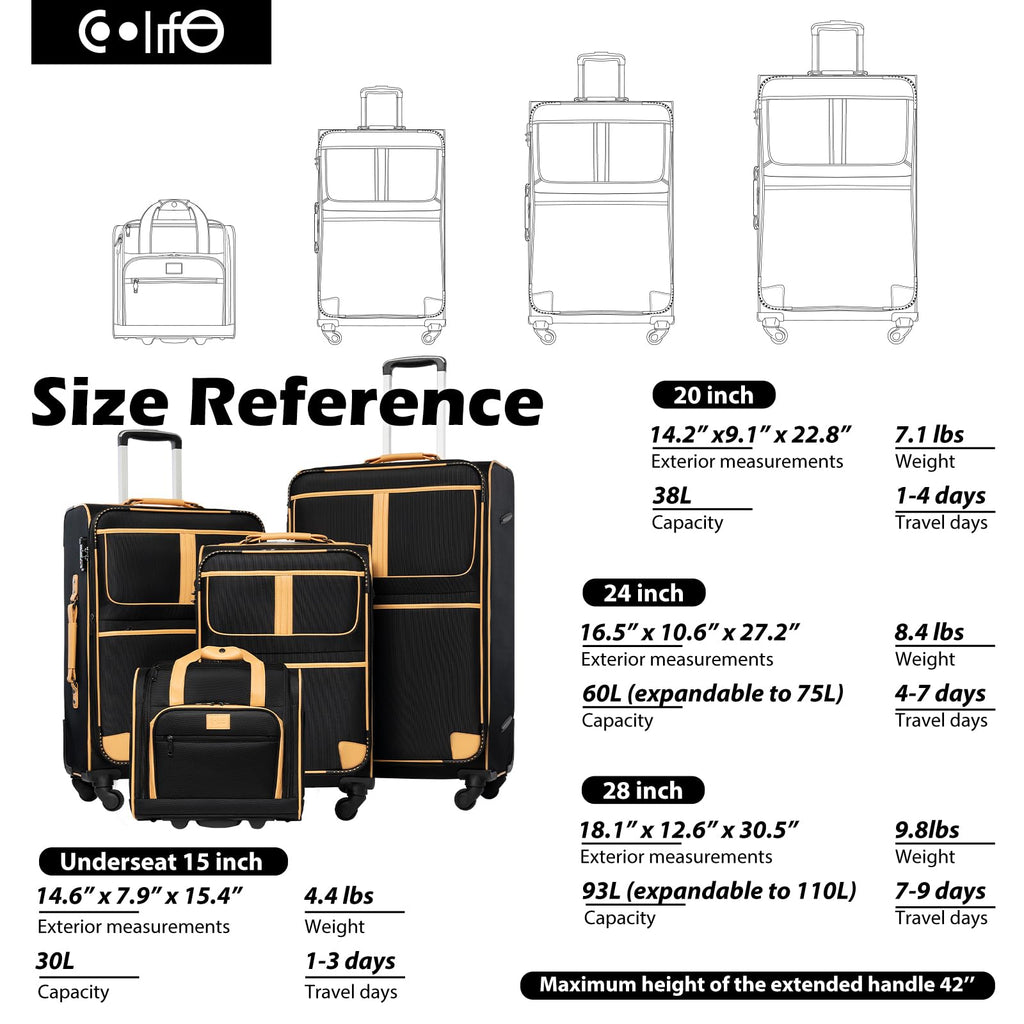 Coolife Expandable 4-Piece Spinner Luggage Set -  by Handbags Specialist Headquarter | Available at Handbags Specialist Headquarter