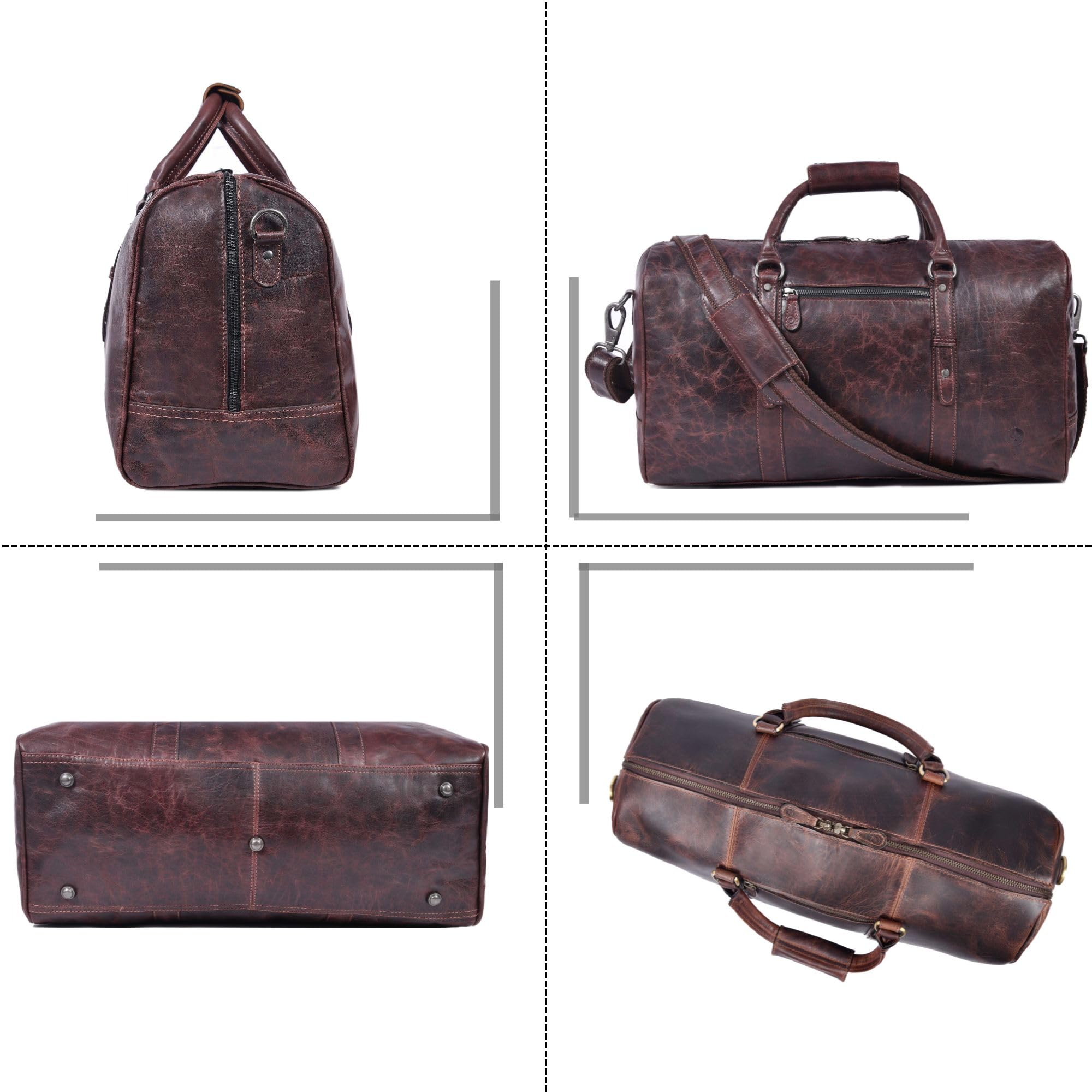 Leather Travel Duffel Bag for Men & Women