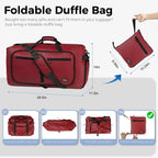 Foldable 65L Duffle Bag with Shoe Compartment