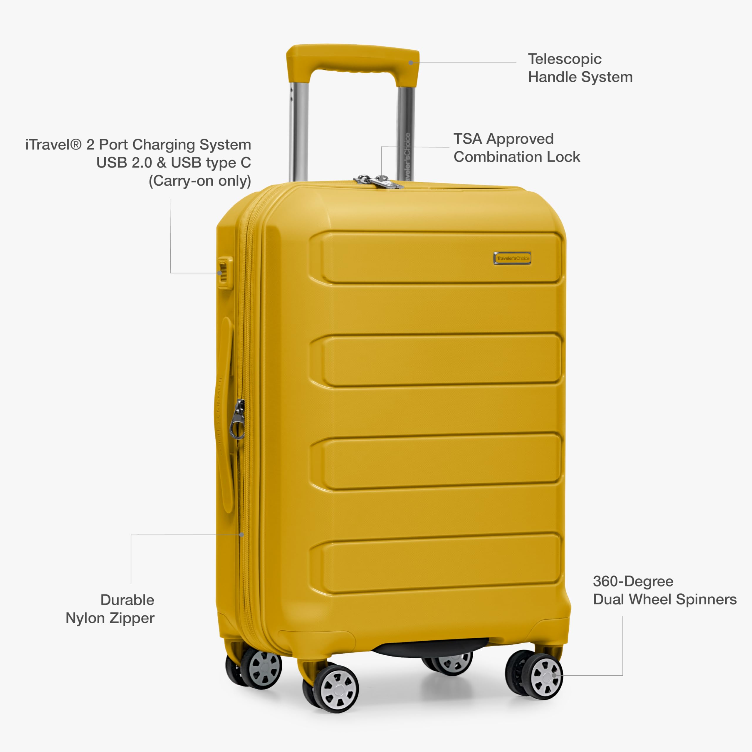 Traveler's Choice Indestructible 22 Spinner Carry-on - Luggage Travel Bags by Handbags Specialist Headquarter | Available at Handbags Specialist Headquarter