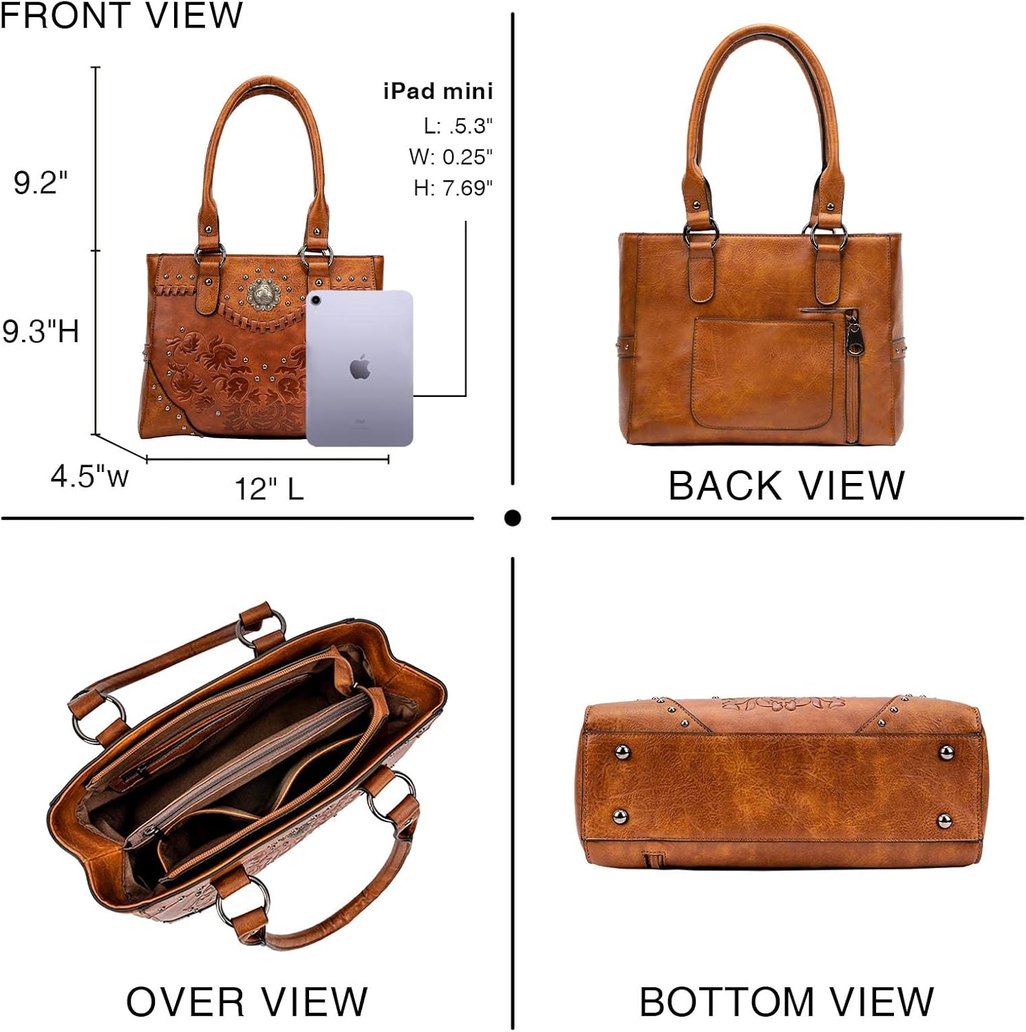 Vintage Western Tote: Embossed Concho Shoulder Bag - Totes by Handbags Specialist Headquarter | Available at Handbags Specialist Headquarter