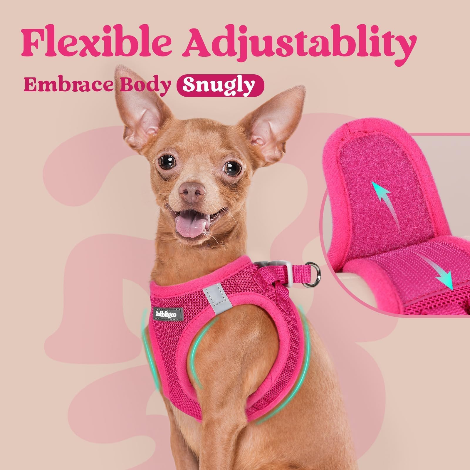 BunnyStep: Reflective Mesh Harness for Small Dogs -  by Handbags Specialist Headquarter | Available at Handbags Specialist Headquarter
