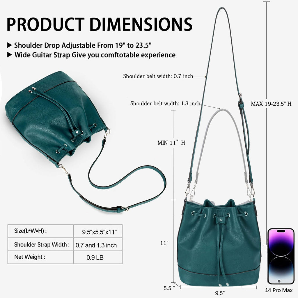 AFKOMST Chic Leather Bucket & Crossbody Bag Set -  by Handbags Specialist Headquarter | Available at Handbags Specialist Headquarter