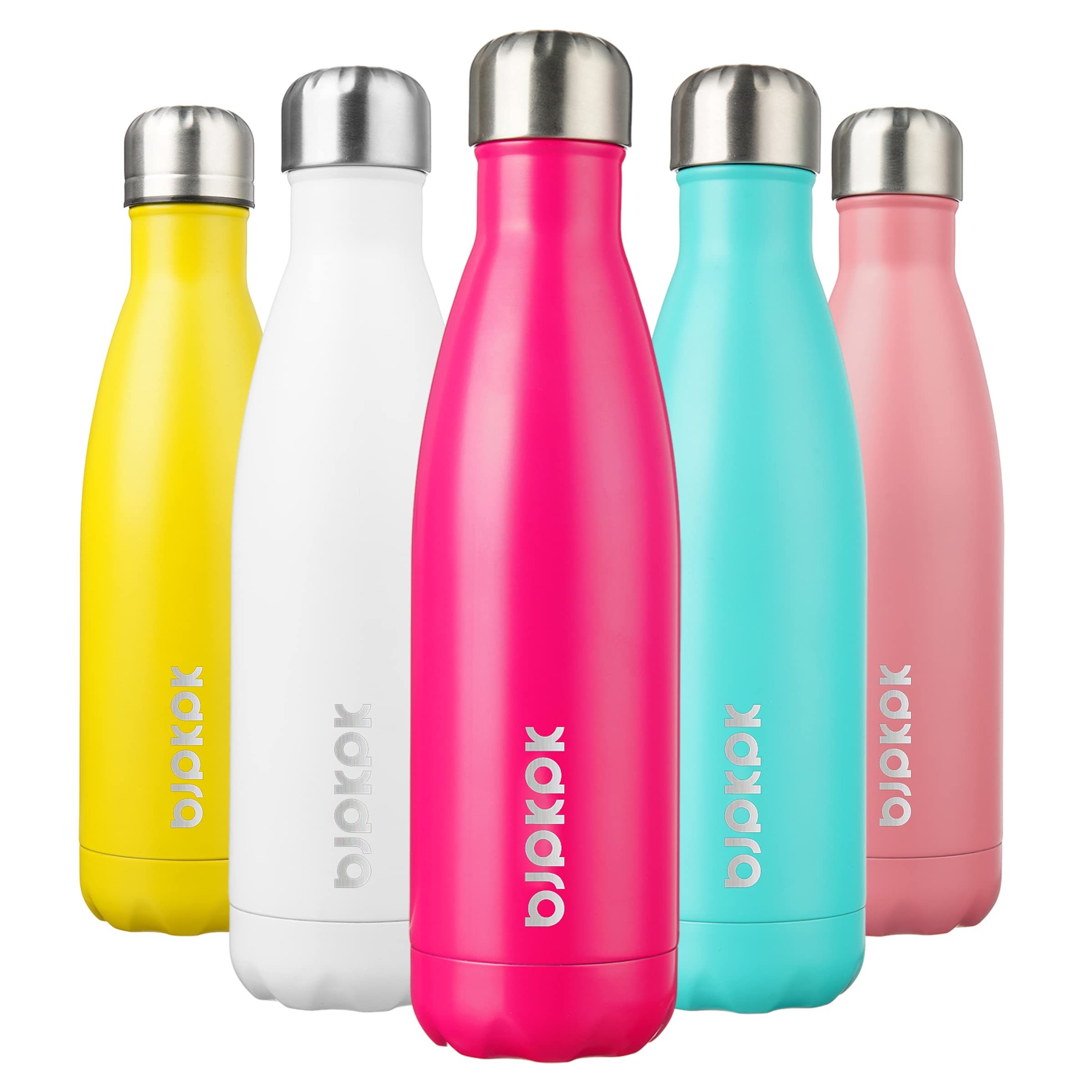 BJPKPK 17oz Insulated Stainless Steel Water Bottles,Sports Water Bottles Keep Cold for 24 Hours and Hot for 12 Hours,BPA Free for Travel,Pink