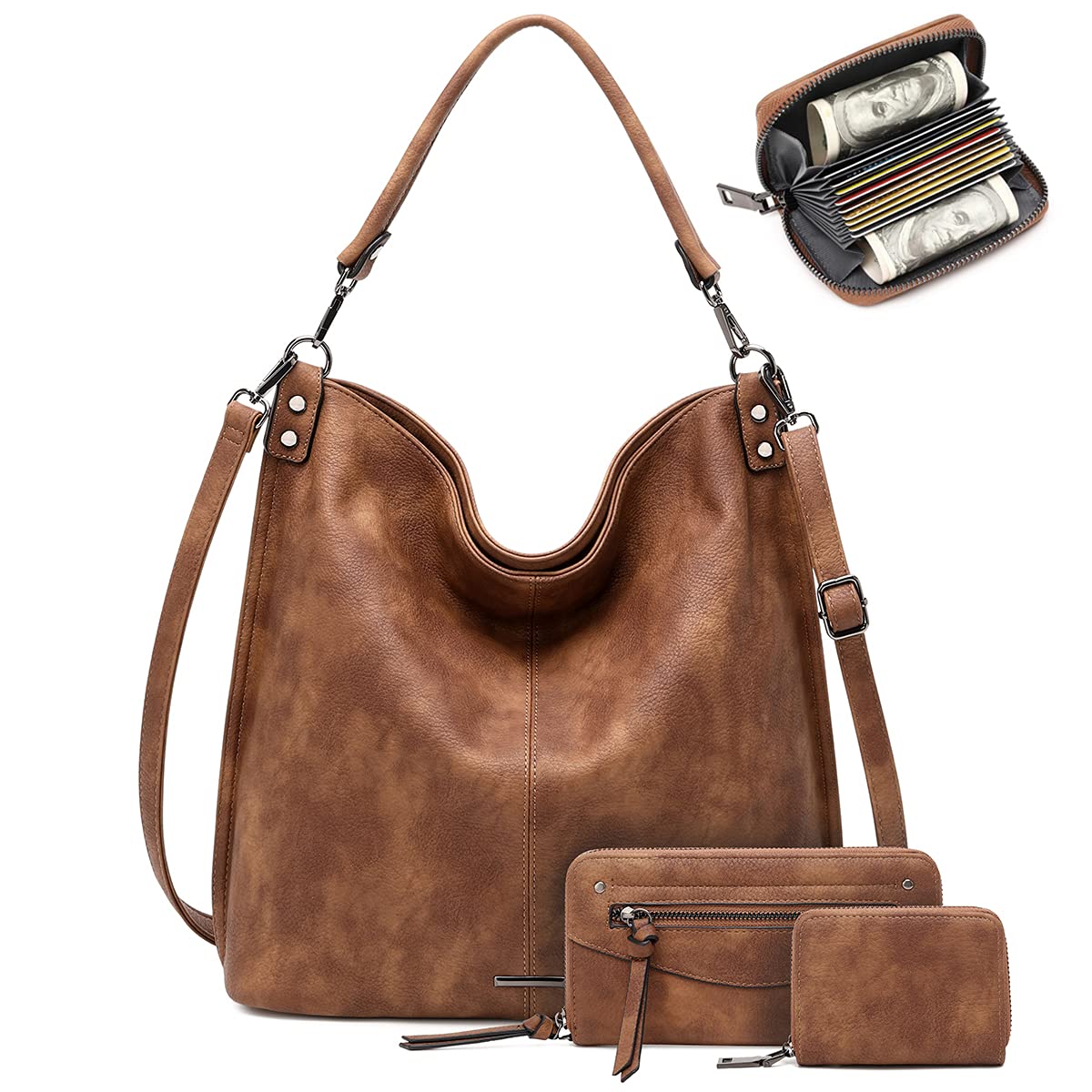Lapsting Boho Faux Leather Hobo Shoulder Bag