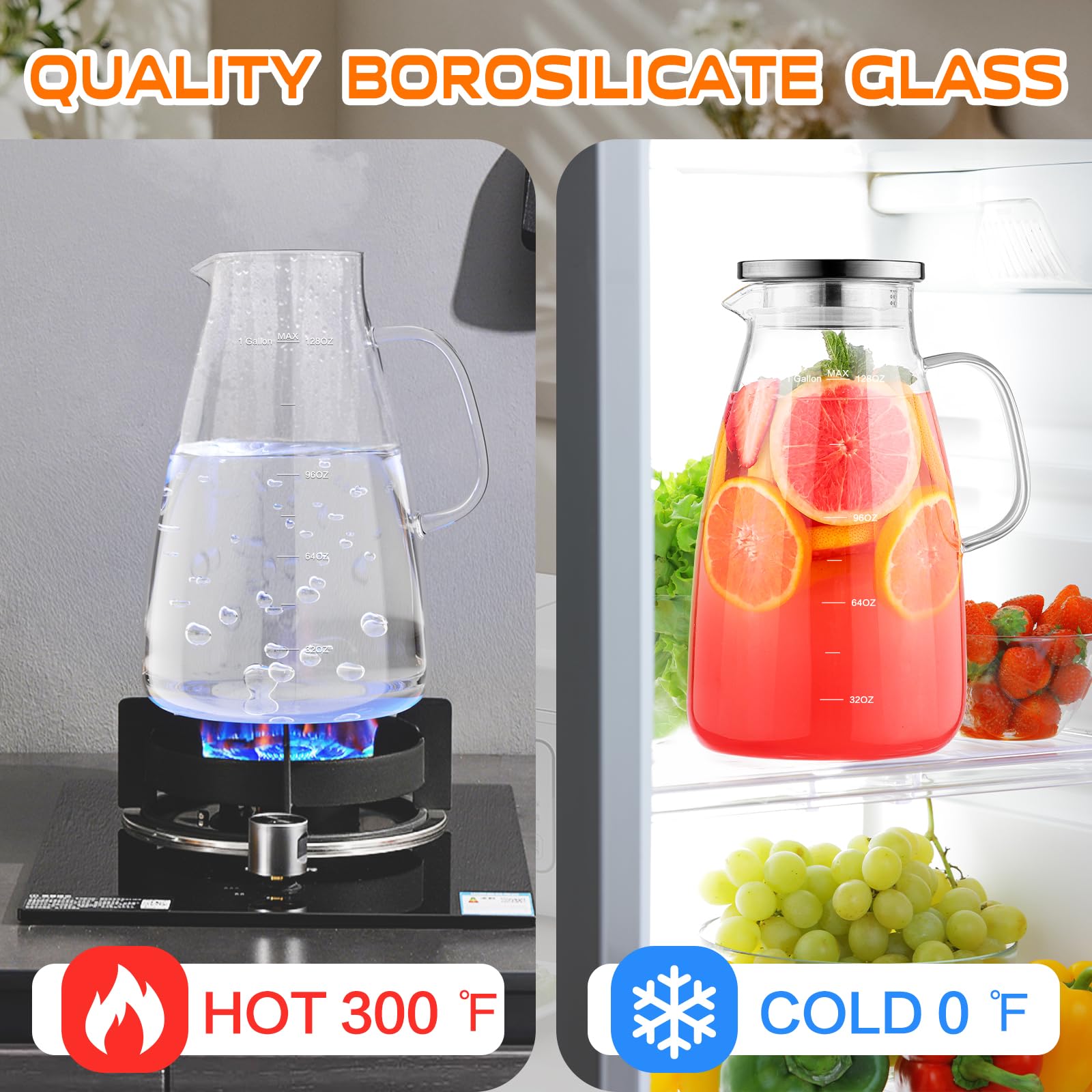 Aofmee Stainless Precision Pitcher - 68oz Borosilicate - Decor by Handbags Specialist Headquarter | Available at Handbags Specialist Headquarter