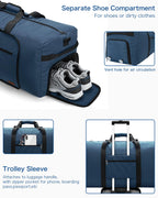 120L Foldable Waterproof Travel Duffel Bag with Shoe Compartment