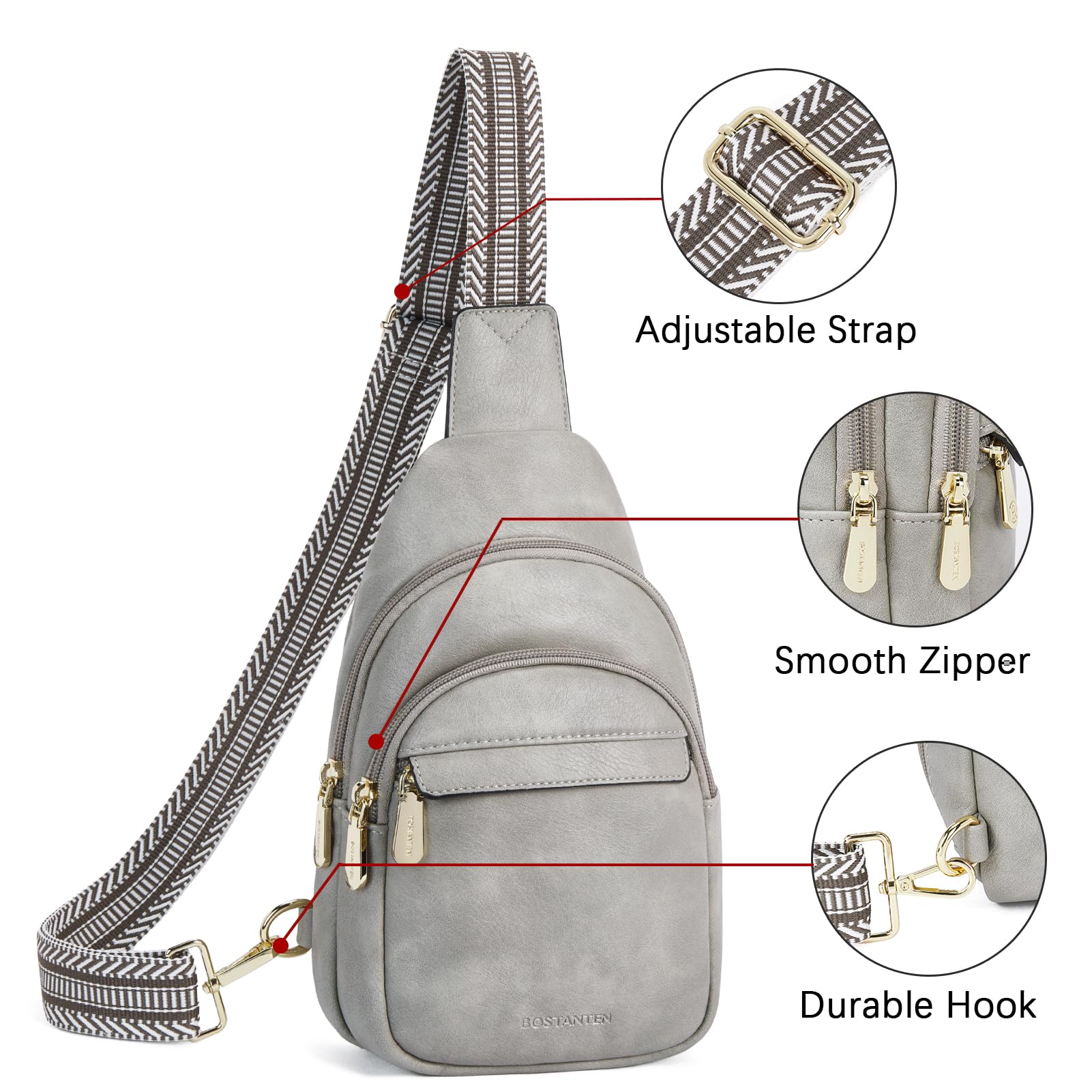 BOSTANTEN Chic Leather Crossbody Sling Bag -  by Handbags Specialist Headquarter | Available at Handbags Specialist Headquarter