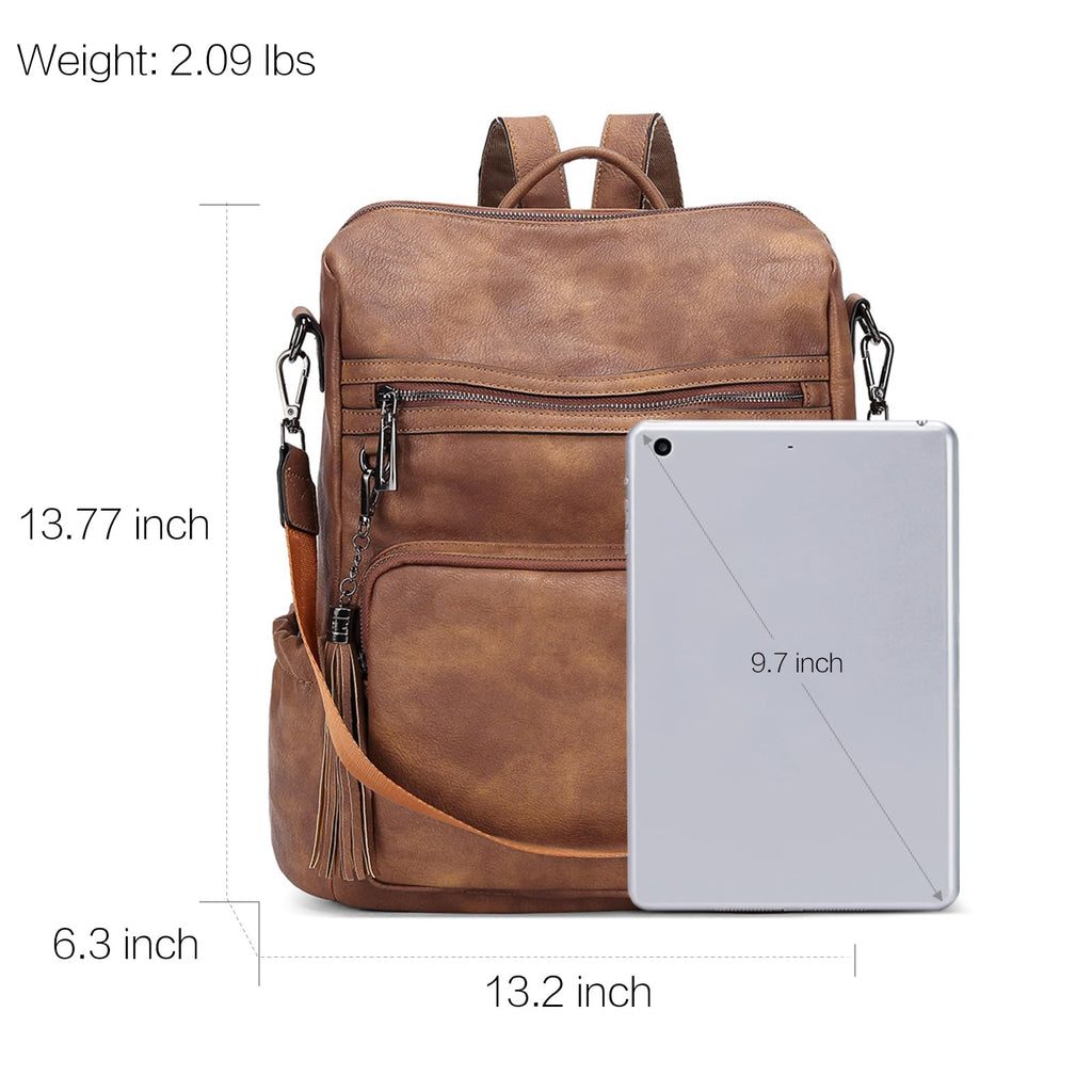 DUO-TONE Luxe Women's Leather Travel Backpack - Backpack Bags by Handbags Specialist Headquarter | Available at Handbags Specialist Headquarter