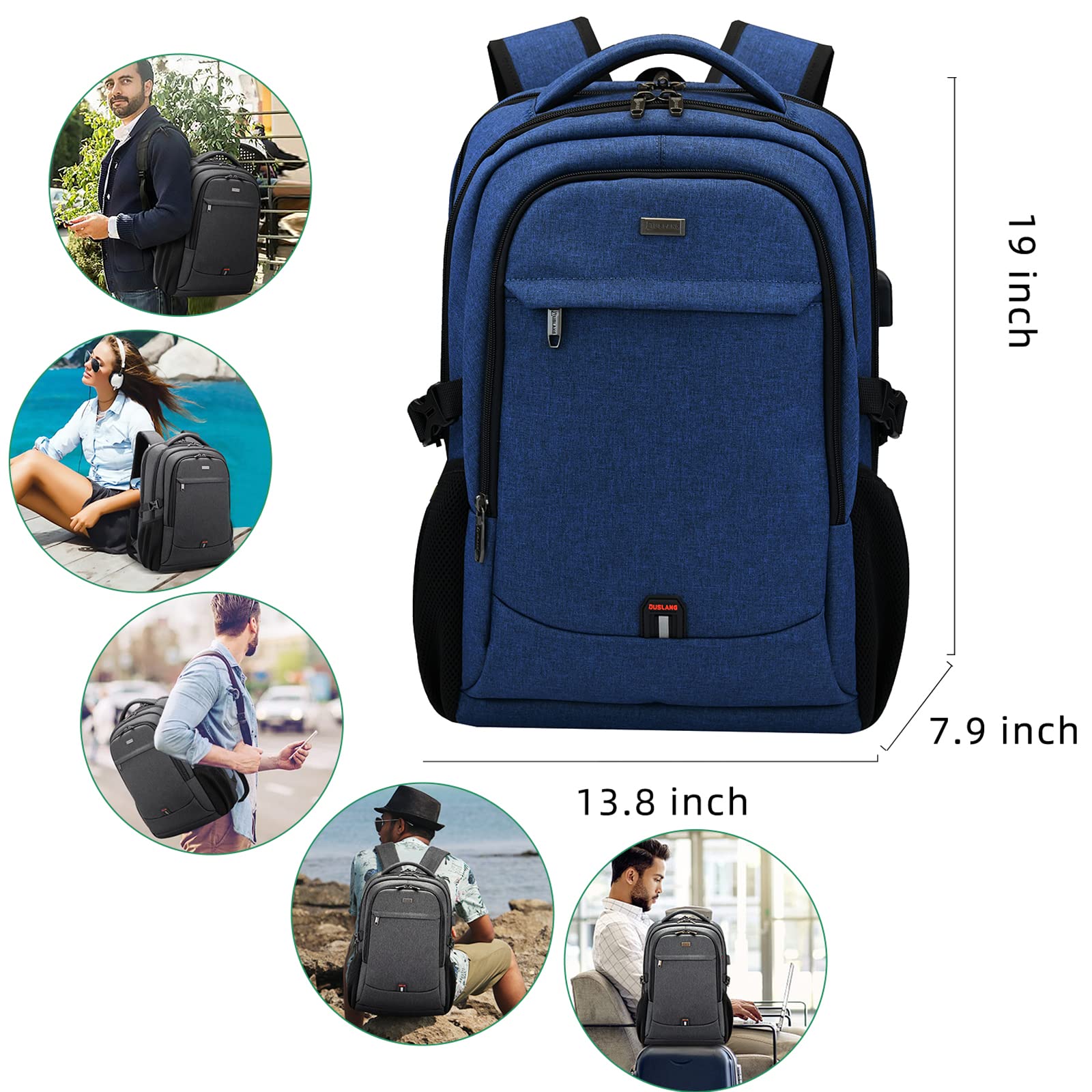 DUSLANG Travel Laptop Backpack with USB Port - Black - Backpack Bags by Handbags Specialist Headquarter | Available at Handbags Specialist Headquarter