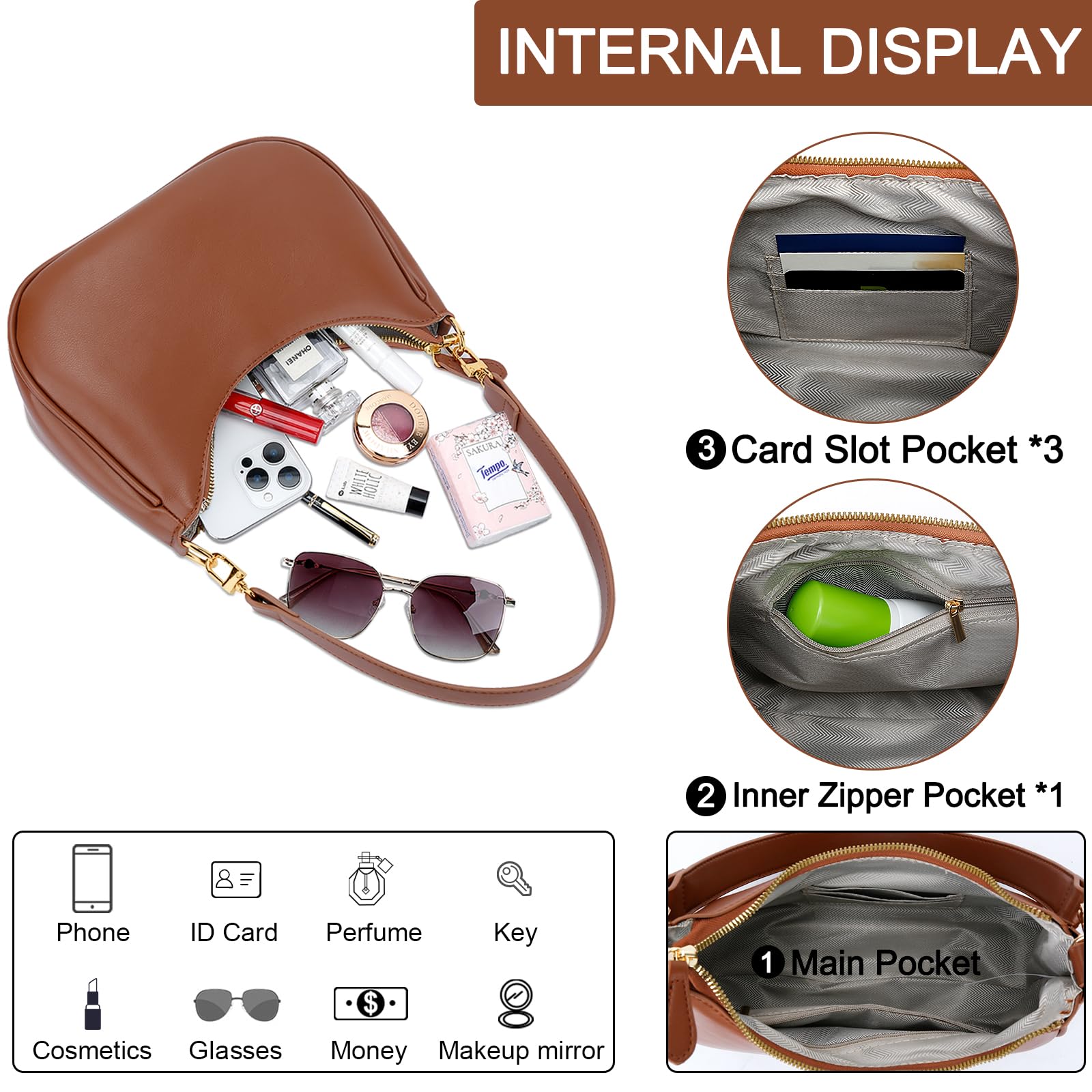 Retro Chic Hobo Bag - Cute Underarm Purse - Shoulder Bags by Handbags Specialist Headquarter | Available at Handbags Specialist Headquarter