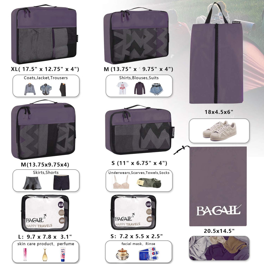 BAGAIL Travel Cubes: 8/9 Set Packing Organizers -  by Handbags Specialist Headquarter | Available at Handbags Specialist Headquarter