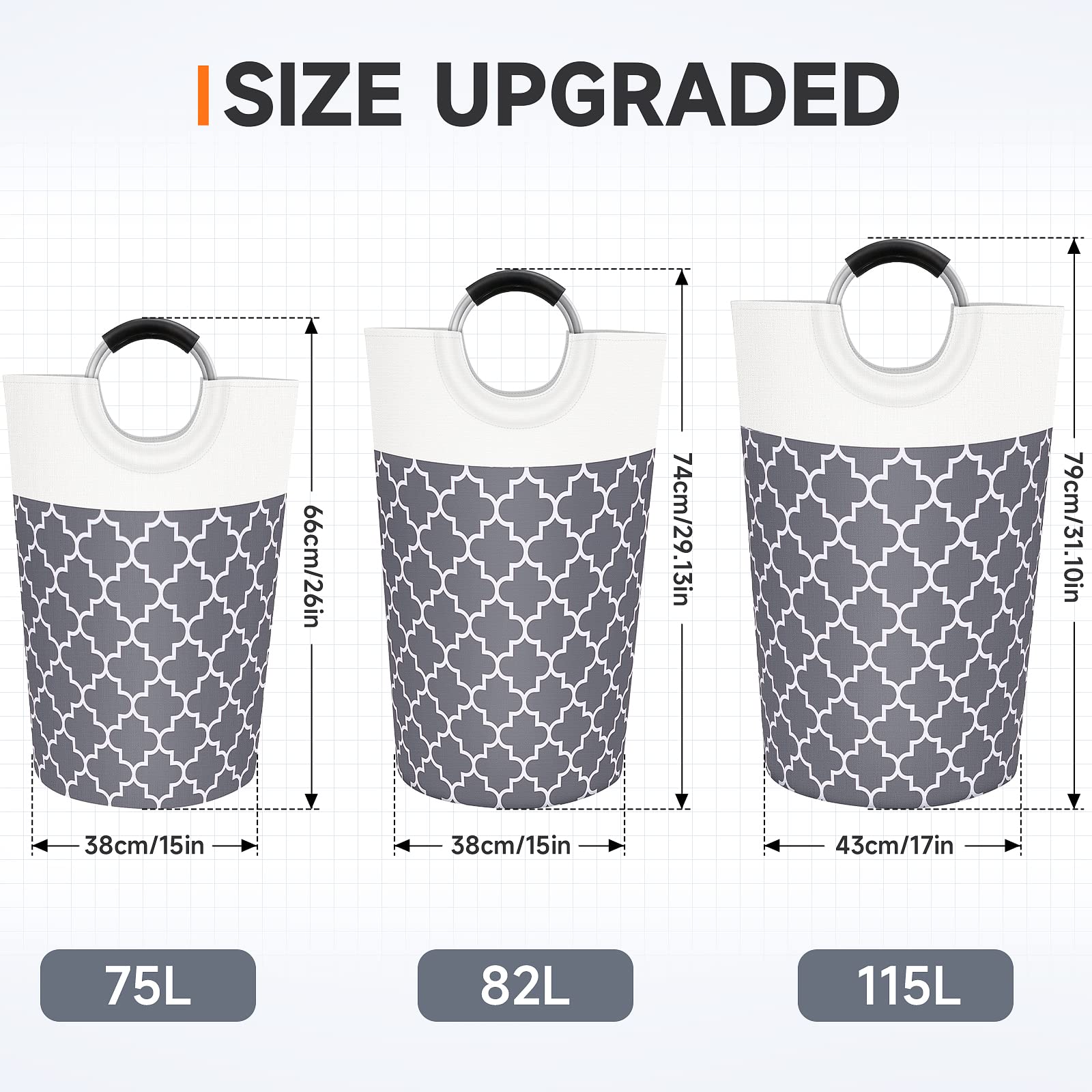 Collapsible Hamper Bag - Grey - Laundry Baskets by Handbags Specialist Headquarter | Available at Handbags Specialist Headquarter