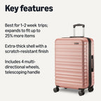 Rose Gold Hardside Carry-On - Luggage Travel Bags by Handbags Specialist Headquarter | Available at Handbags Specialist Headquarter