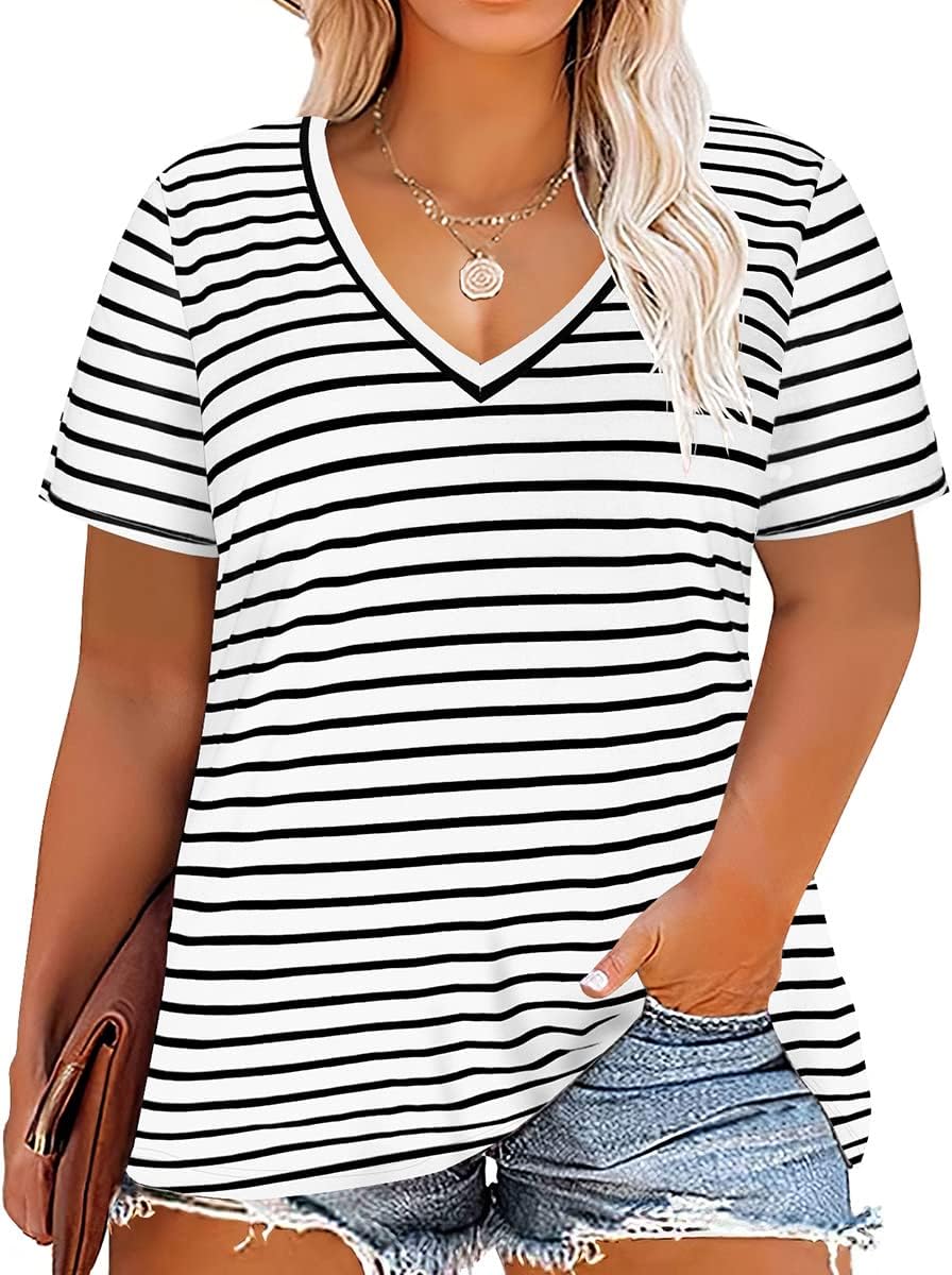 Floral V-Neck Plus Size Tunic Tops for Women - Women's T Shirts by Handbags Specialist Headquarter | Available at Handbags Specialist Headquarter