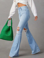 Distressed Jeans with Pockets - Women / Jeans & Denim by Trendsi | Available at Handbags Specialist Headquarter