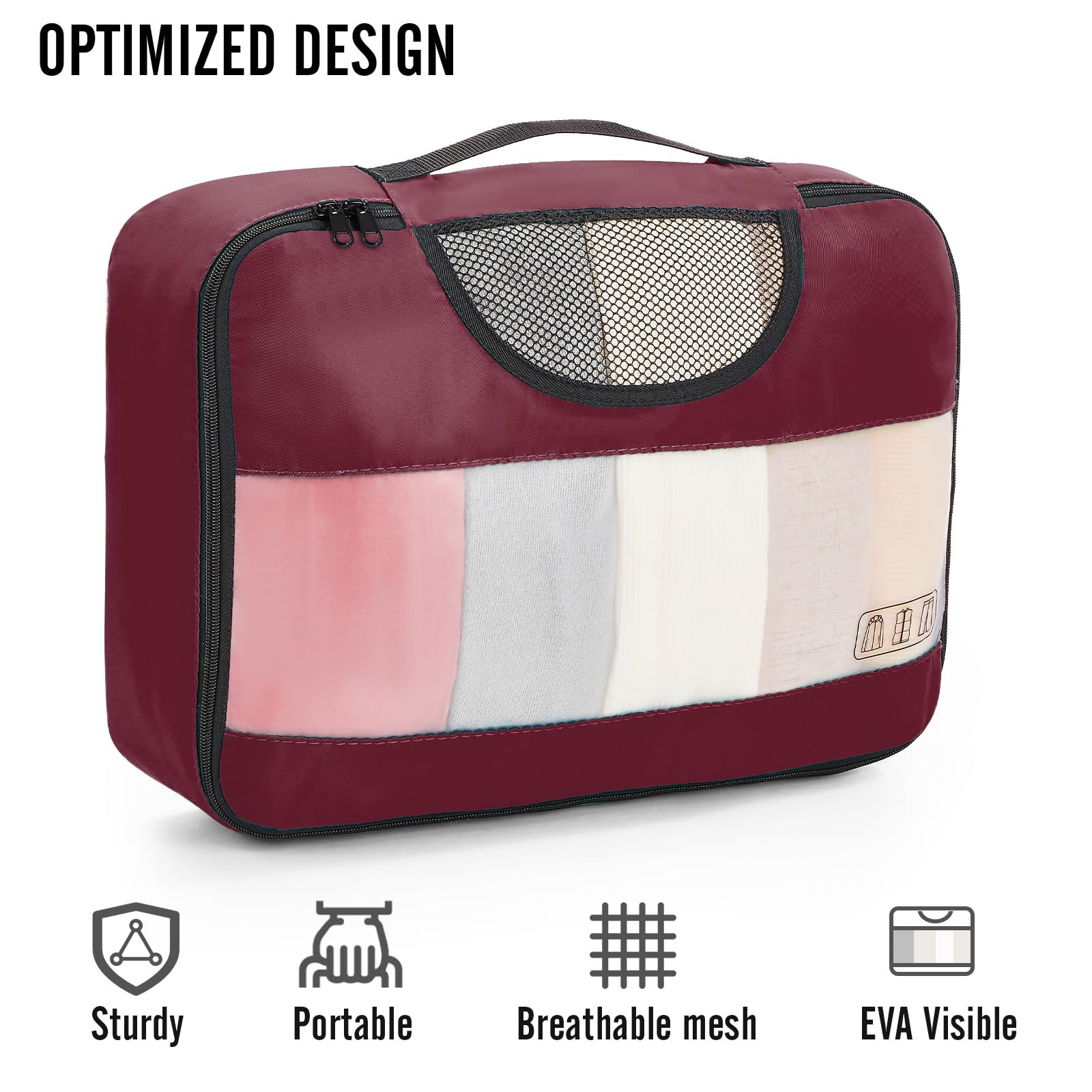 Veken Travel Cubes - 8 Piece Set - Luggage Travel Bags by Handbags Specialist Headquarter | Available at Handbags Specialist Headquarter