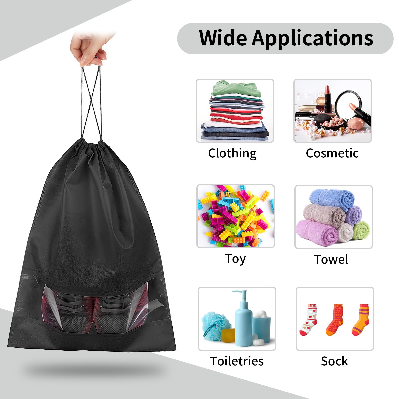 Clear View Travel Shoe Bags - 12 Pack -  by Handbags Specialist Headquarter | Available at Handbags Specialist Headquarter