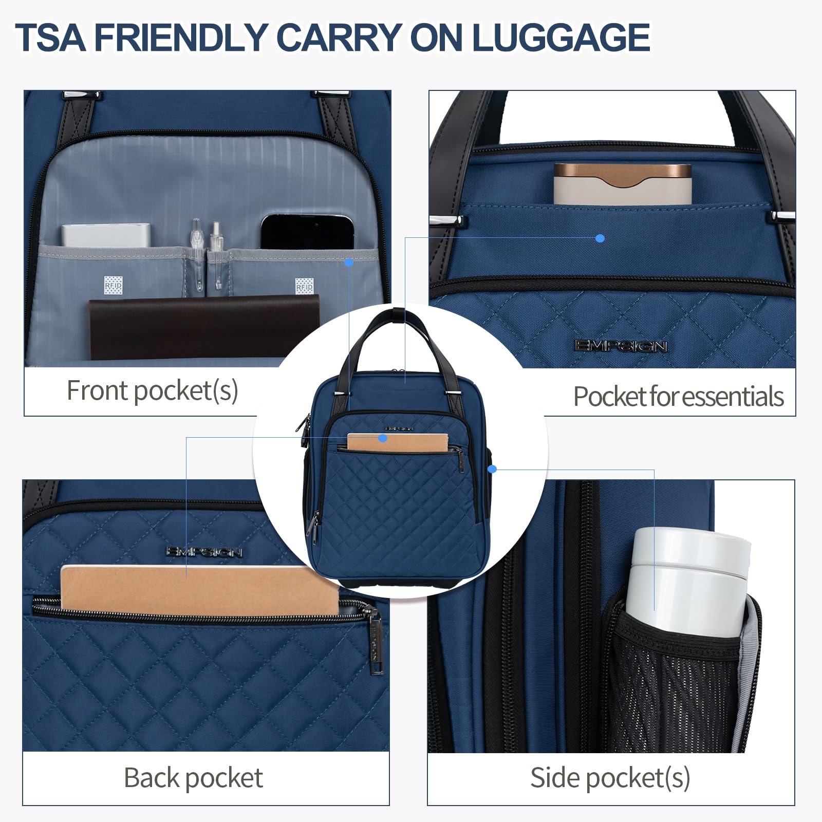 EMPSIGN 16 Wheeled Underseat Travel Bag -  by Handbags Specialist Headquarter | Available at Handbags Specialist Headquarter