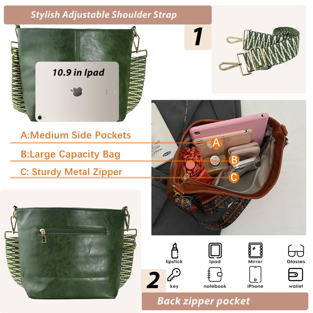 ChicHobo Vegan Leather Crossbody Bag with Strap -  by Handbags Specialist Headquarter | Available at Handbags Specialist Headquarter