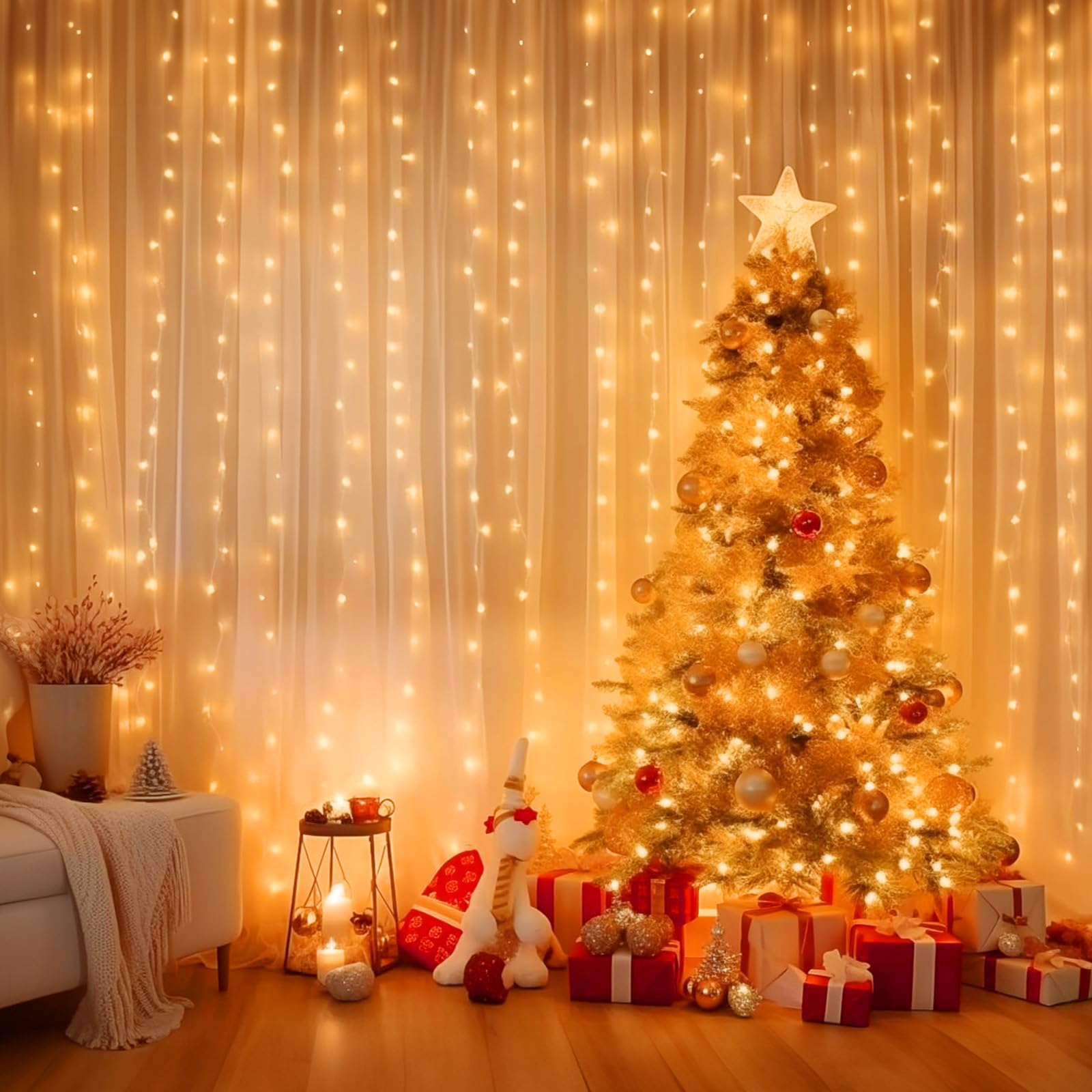 Minetom 300 LED Dimmable Fairy Curtain Lights - Decor by Handbags Specialist Headquarter | Available at Handbags Specialist Headquarter