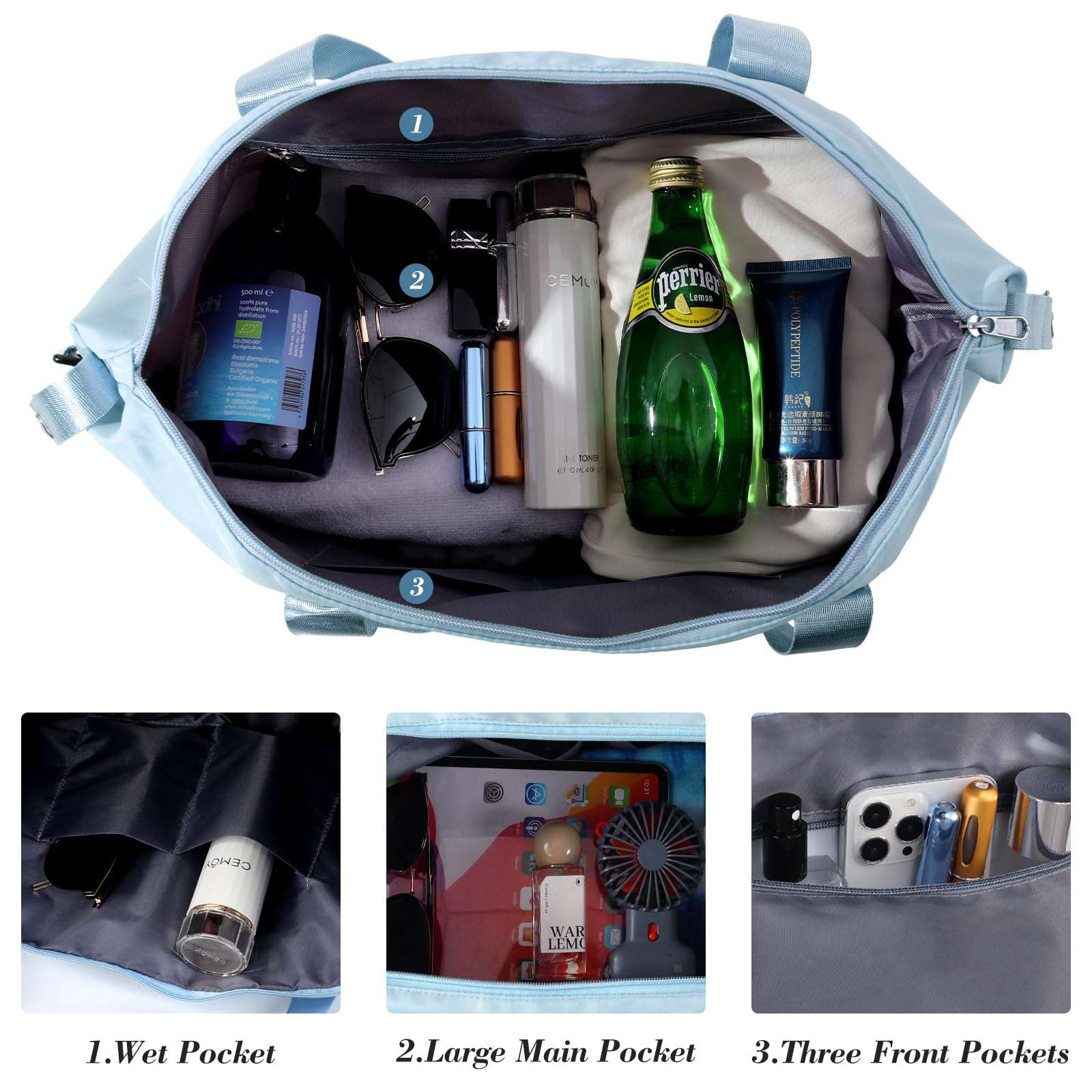 Pink Expandable Travel Duffel with Wet Pocket -  by Handbags Specialist Headquarter | Available at Handbags Specialist Headquarter