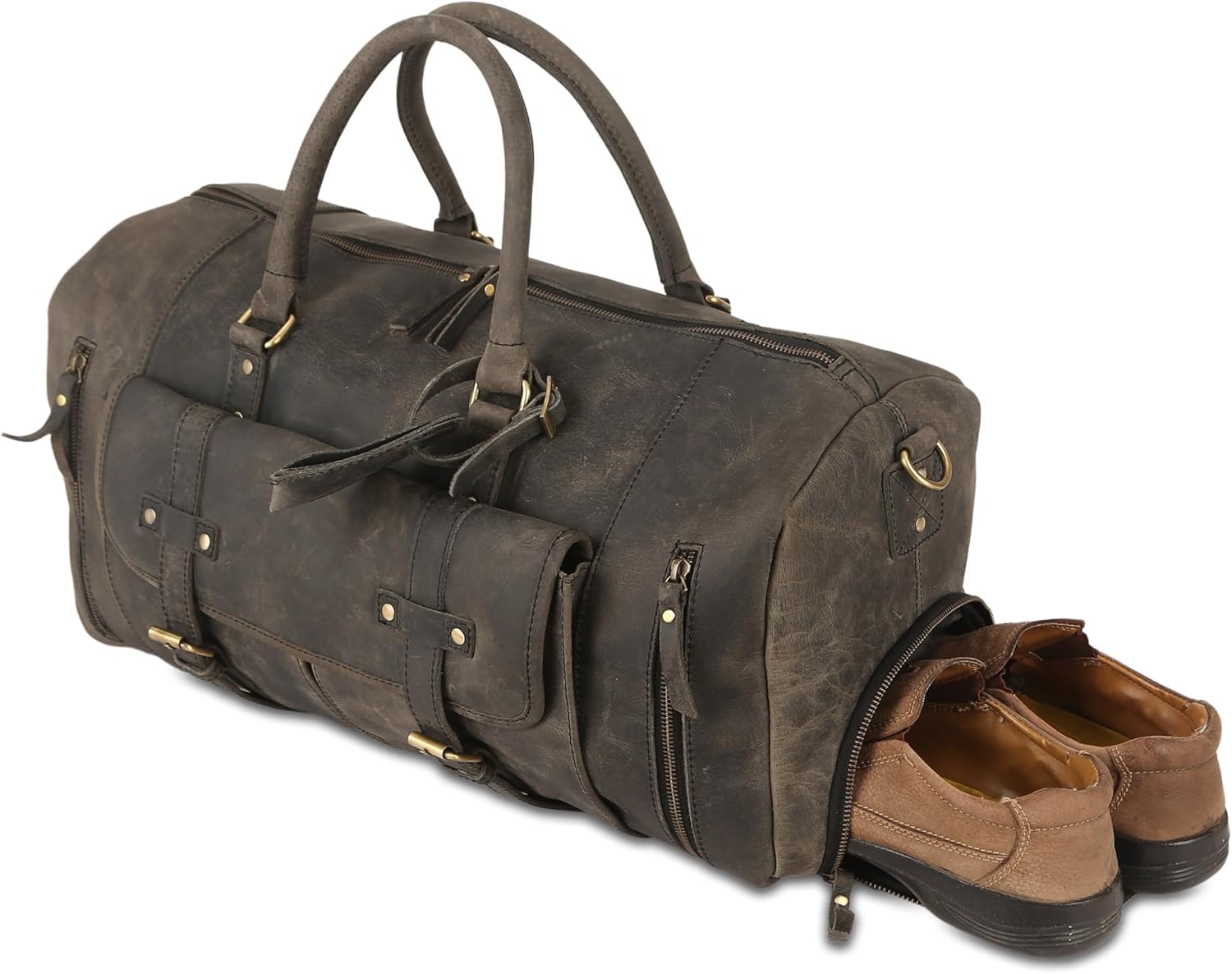 Leather Travel Duffle Bag Cabin Friendly Carry-On