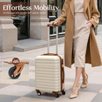 Coolife 3-Piece Hardside Luggage Set - Apricot White