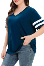 Summer V-Neck Plus Tunic Tee for Women 1X-5X - Woman T-Shirt by Handbags Specialist Headquarter | Available at Handbags Specialist Headquarter