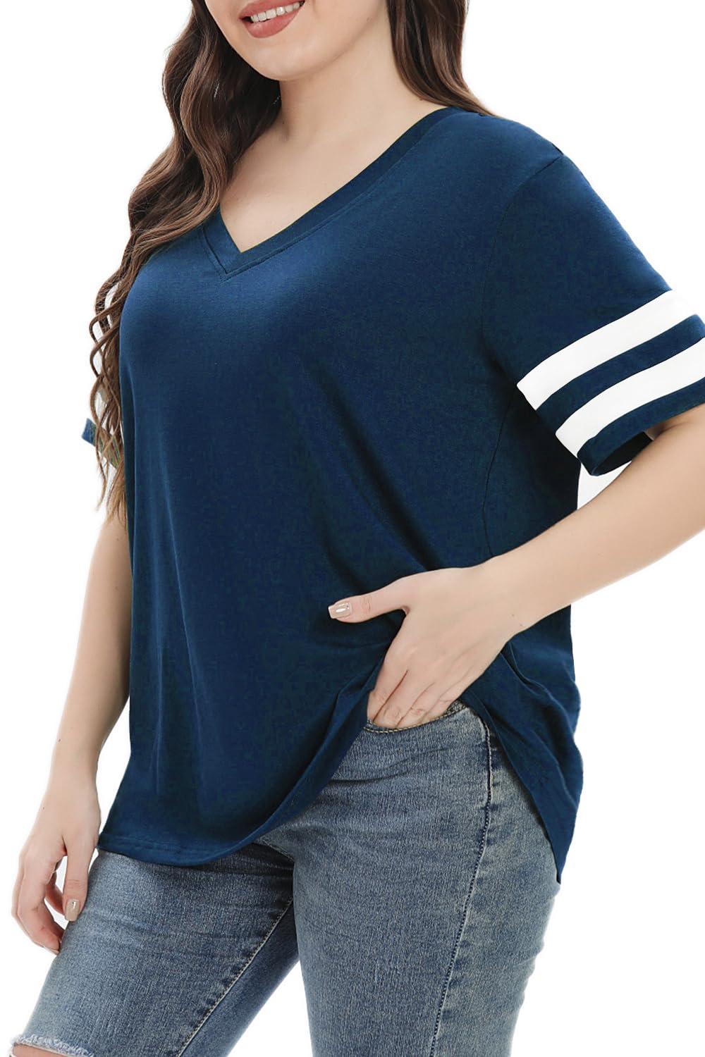 Summer V-Neck Plus Tunic Tee for Women 1X-5X - Woman T-Shirt by Handbags Specialist Headquarter | Available at Handbags Specialist Headquarter