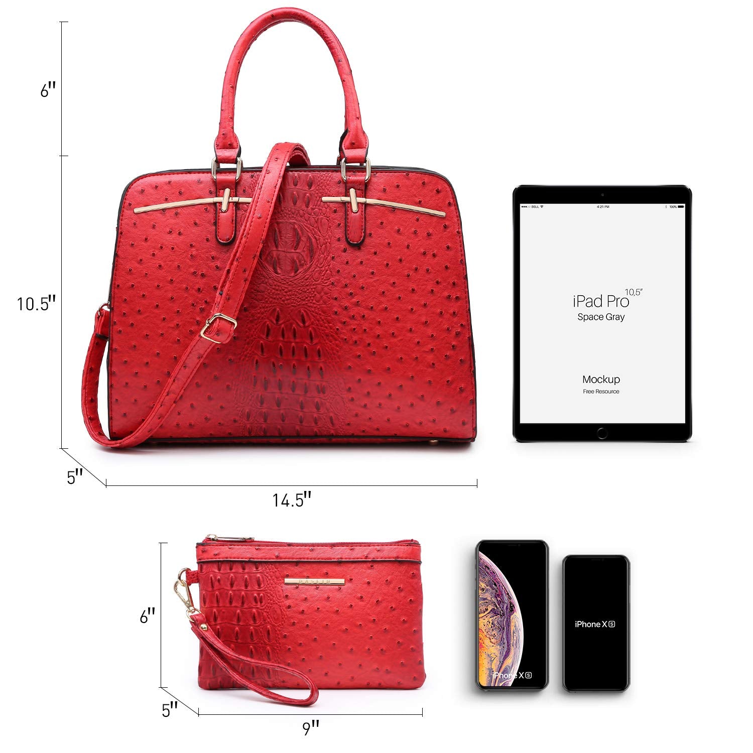 Women’s 2pc Tote & Wallet Handbag Set with 3 Compartments