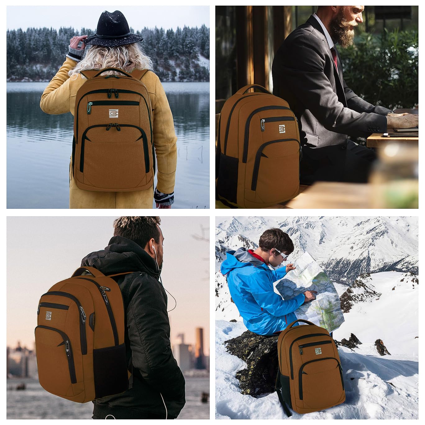 Volher Anti-Theft USB Laptop Backpack - Rose Red