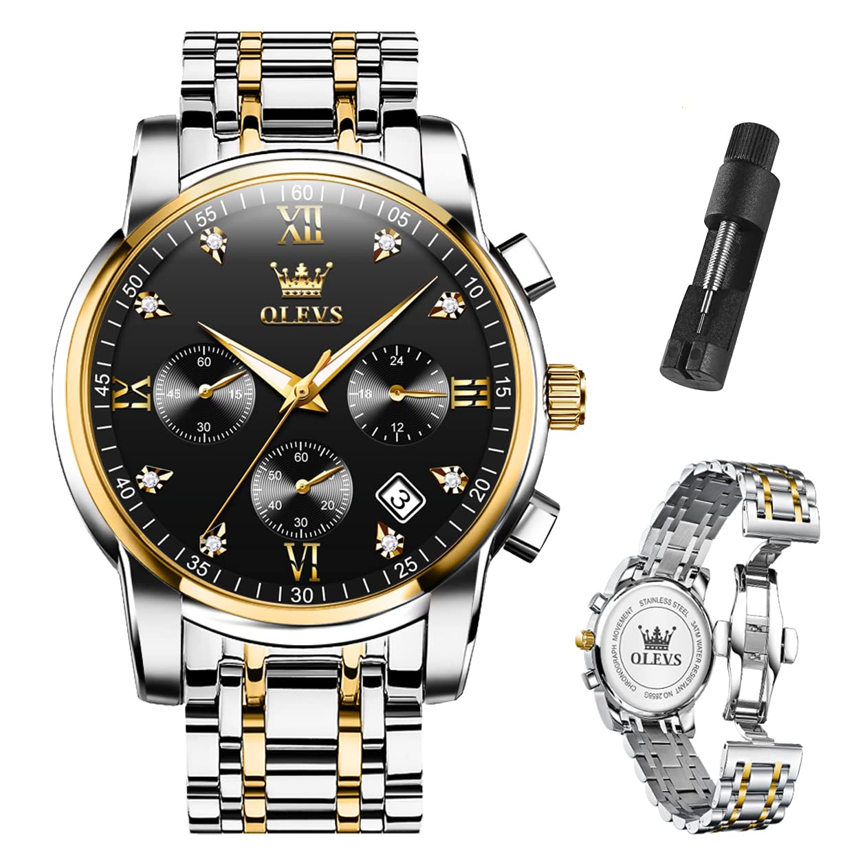 EclipseTime: Luminous Men's Luxury Chrono Watch