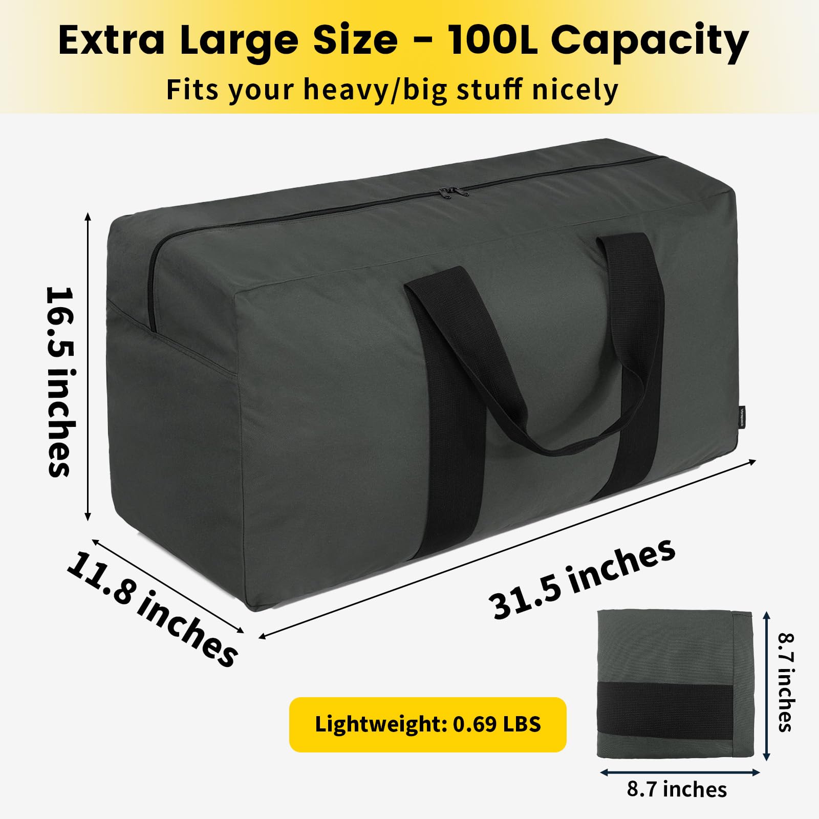 VoyagerMax 100L Travel Duffel - Foldable & Durable