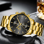Golden Hour Elite Chrono Steel Men’s Quartz Watch