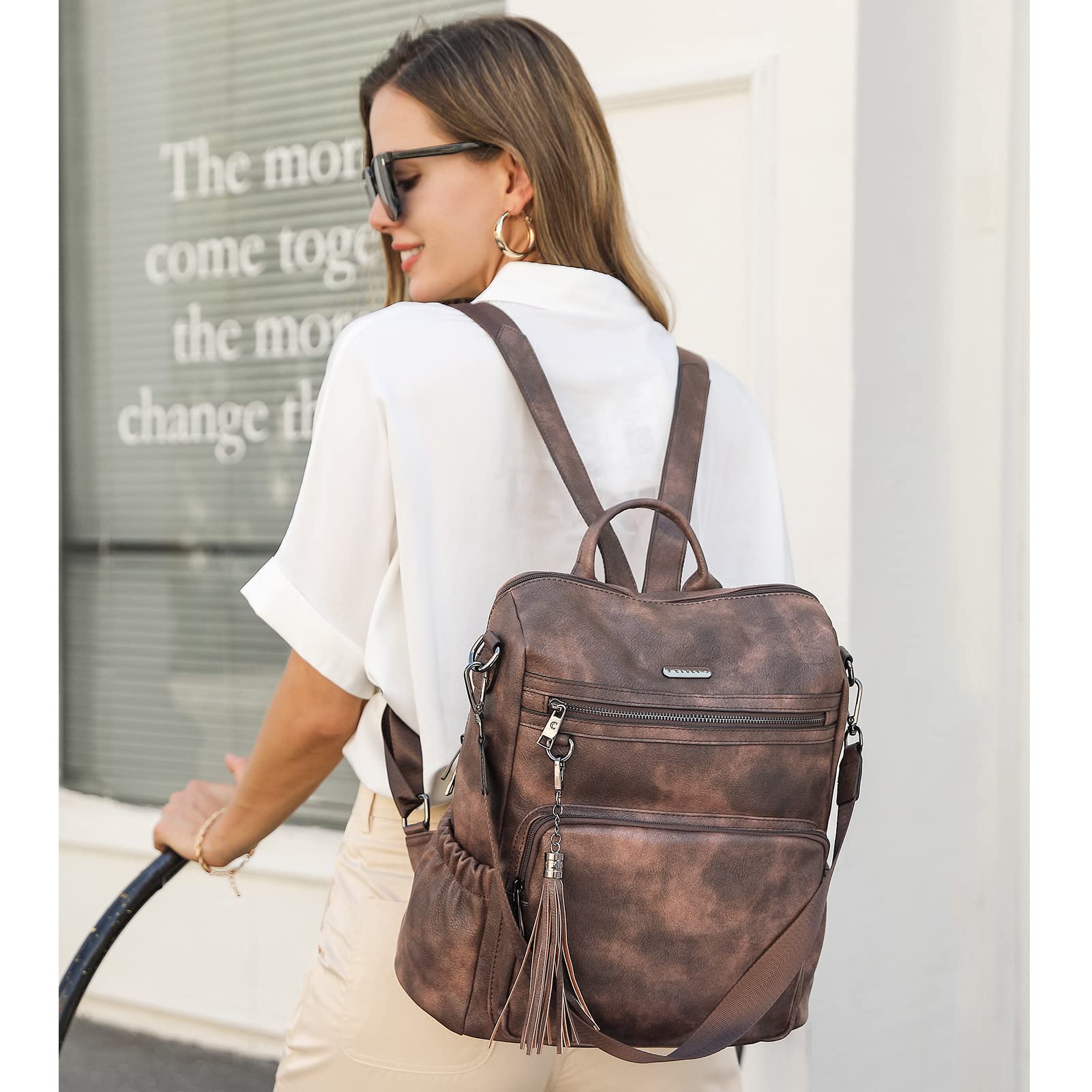 DUO-TONE Luxe Women's Leather Travel Backpack - Backpack Bags by Handbags Specialist Headquarter | Available at Handbags Specialist Headquarter