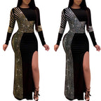 Women's Diamond Long Sleeve Party Club Dress