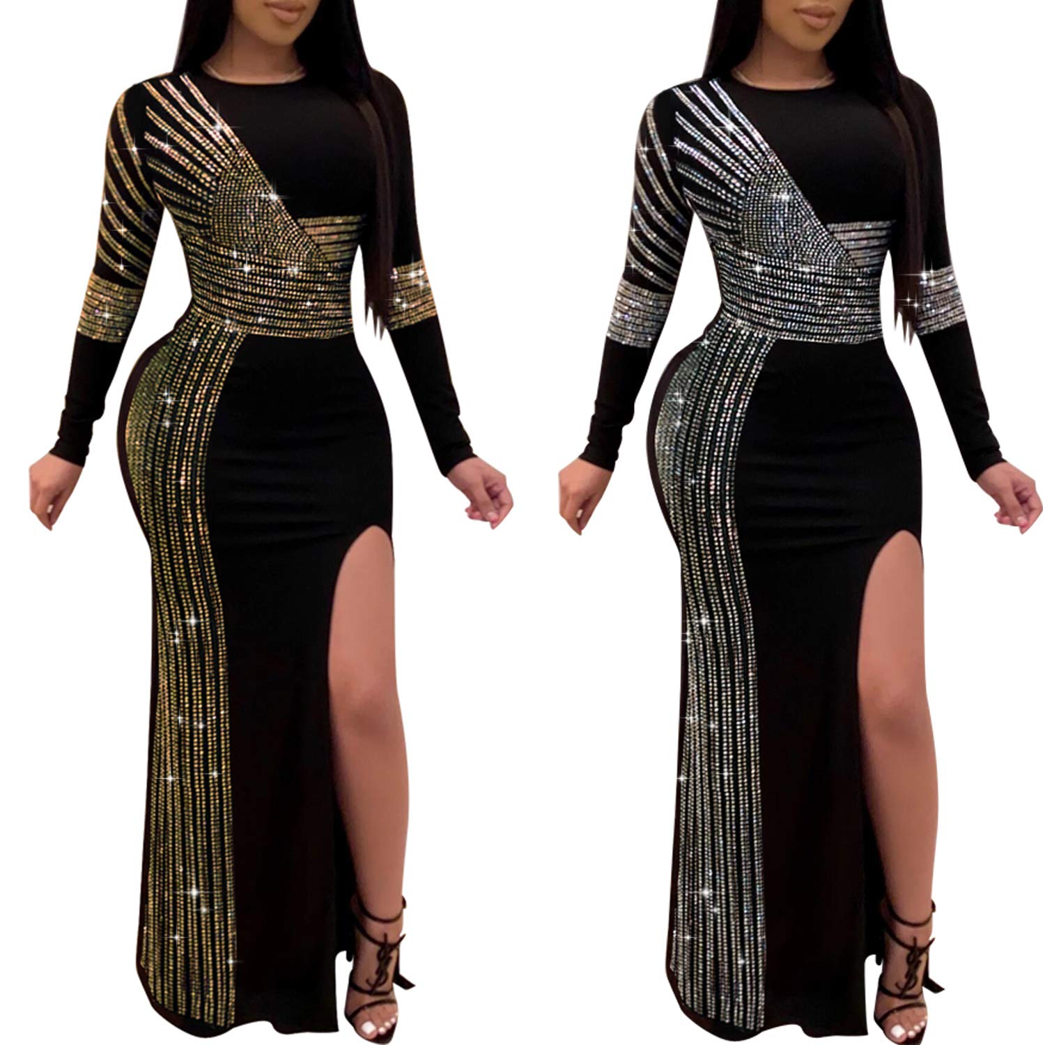 Women's Diamond Long Sleeve Party Club Dress