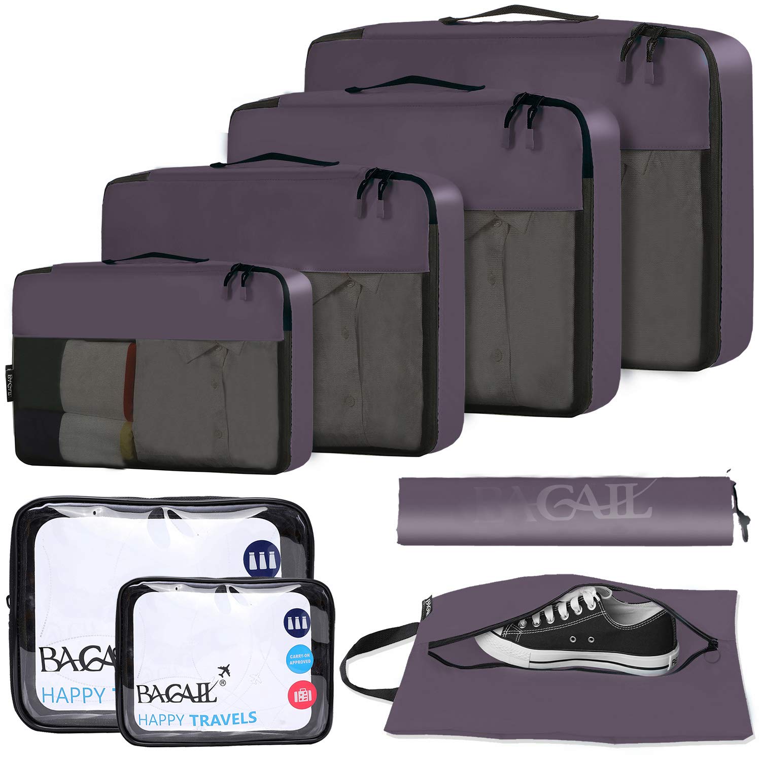 BAGAIL Travel Cubes: 8/9 Set Packing Organizers -  by Handbags Specialist Headquarter | Available at Handbags Specialist Headquarter