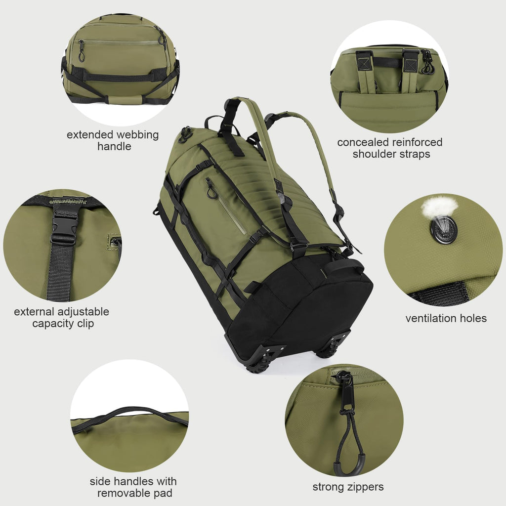 AquaRoll 29 Quilted Wheeled Duffle Backpack -  by Handbags Specialist Headquarter | Available at Handbags Specialist Headquarter